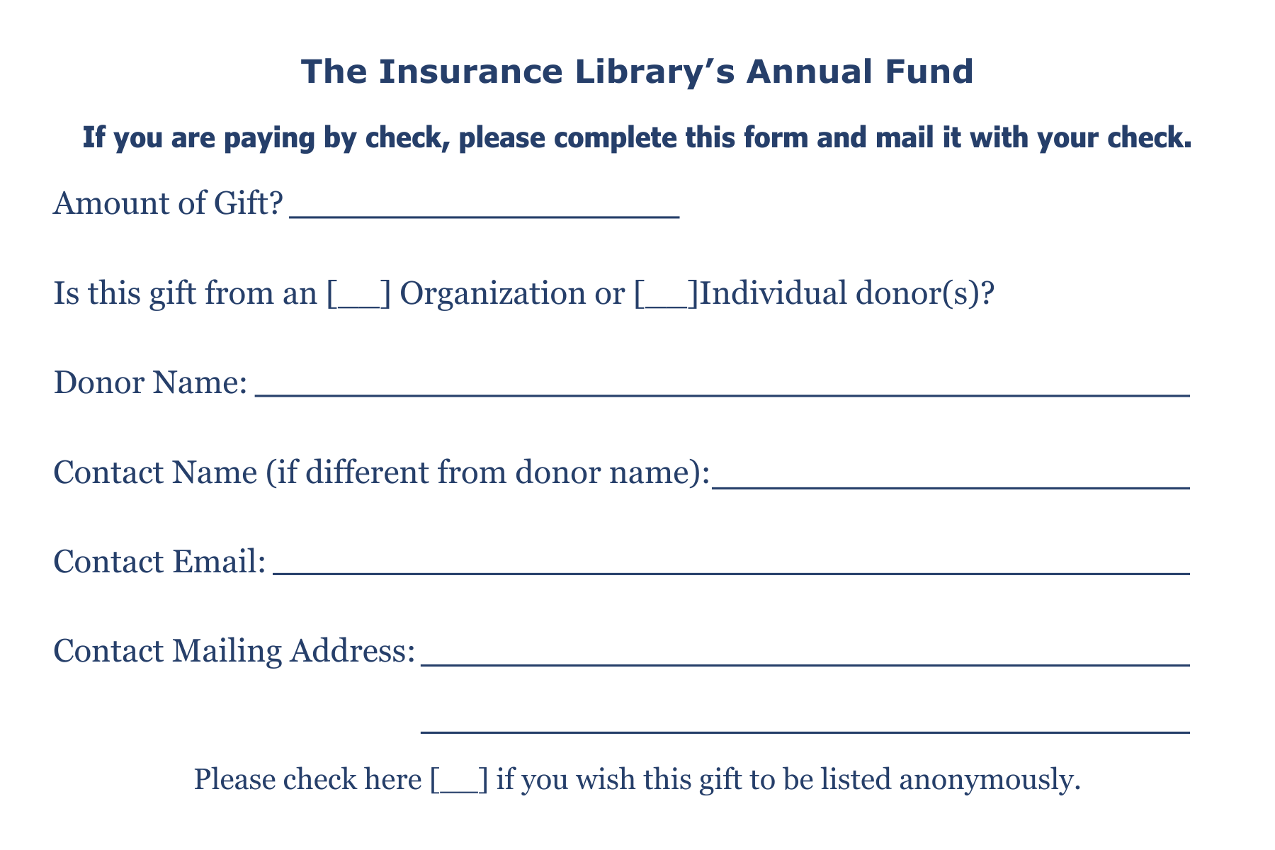 2024 Annual Fund Drive Insurance Library   2024 Annual Fund Donation Card Insert 